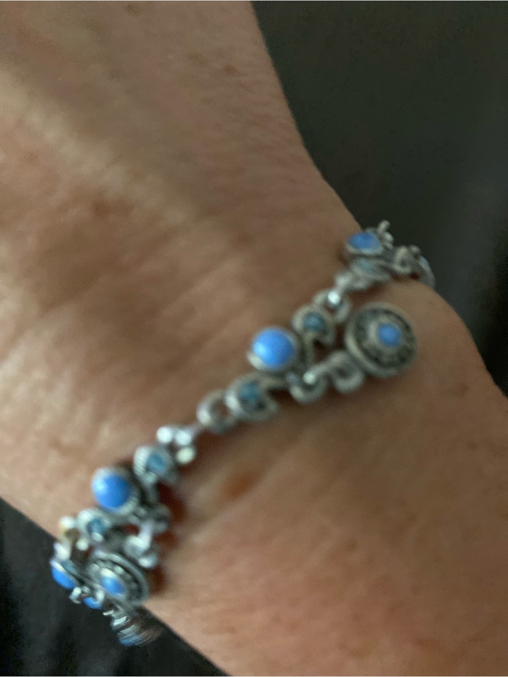 Women’s Sterling Silver Blue Stone Link Bracelet
